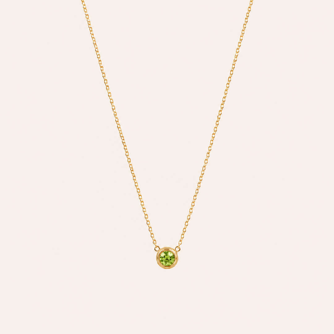 Birthstone Pendants Necklace Gold Aug
