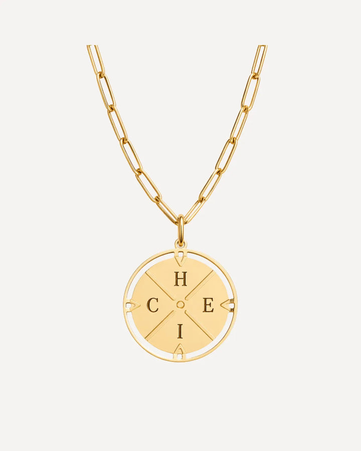 Charlotte Compass Necklace with Engraved Initials