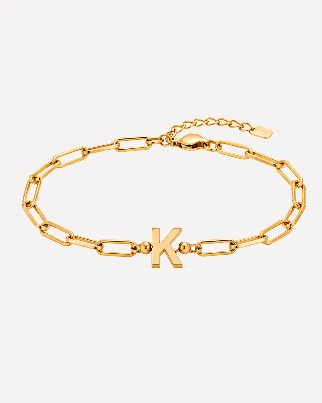 Olivia Paperclip Bracelet with Initial Charm