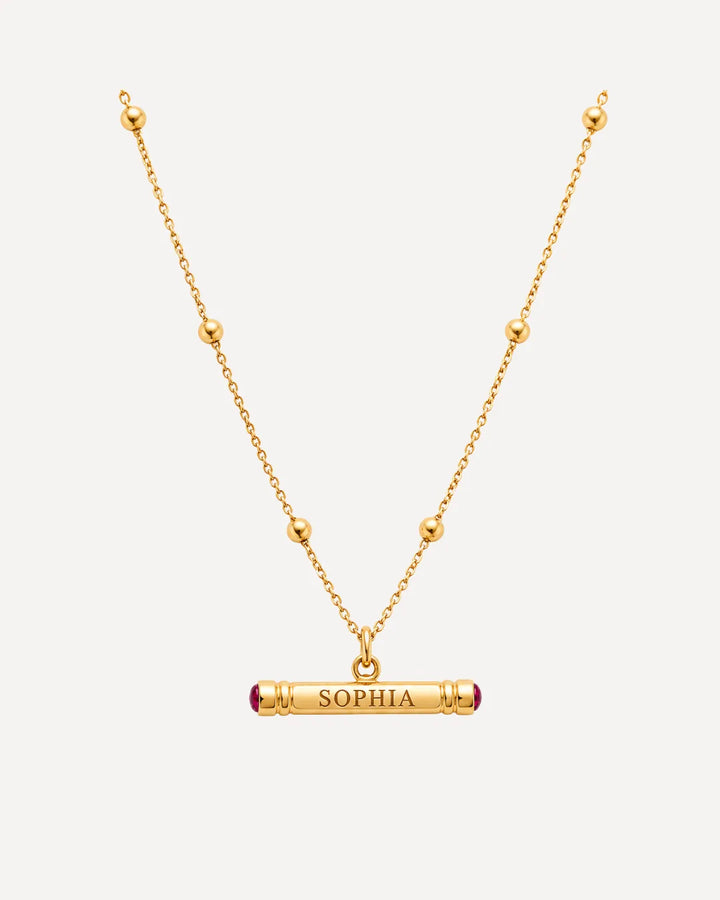 Sophia Engraved Bar Necklace with Birthstone