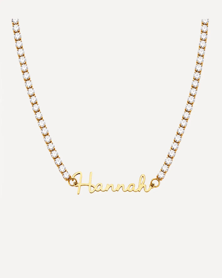 Women Tennis Necklace with Signature Name