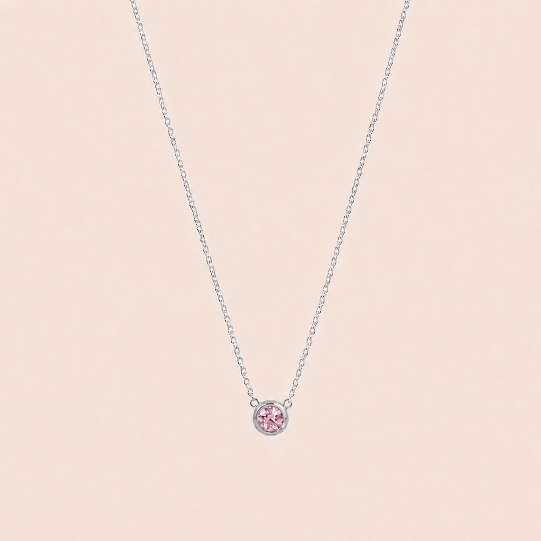 Birthstone Pendants Necklace Silver Oct