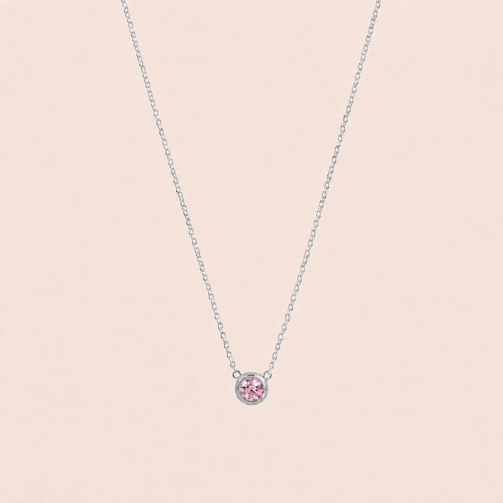 Birthstone Pendants Necklace Silver Oct