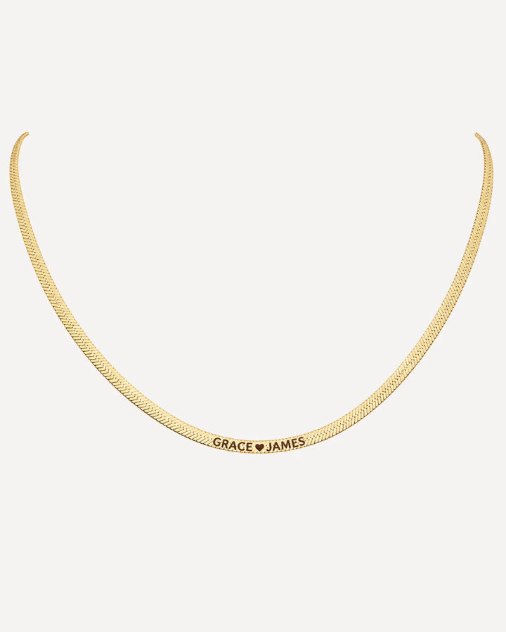 Sophia Herringbone Necklace with Engraved Names