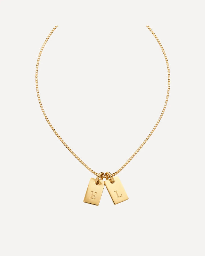 Ava Initial Necklace with Engraved Tags