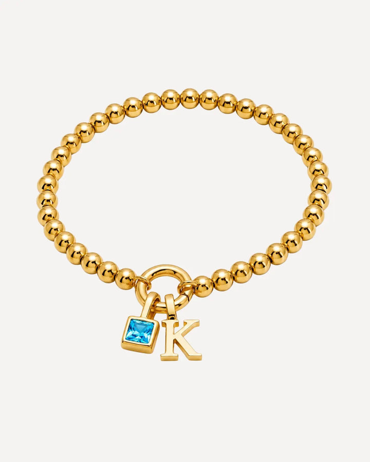 Ava Initial Birthstone Bracelet with Beads