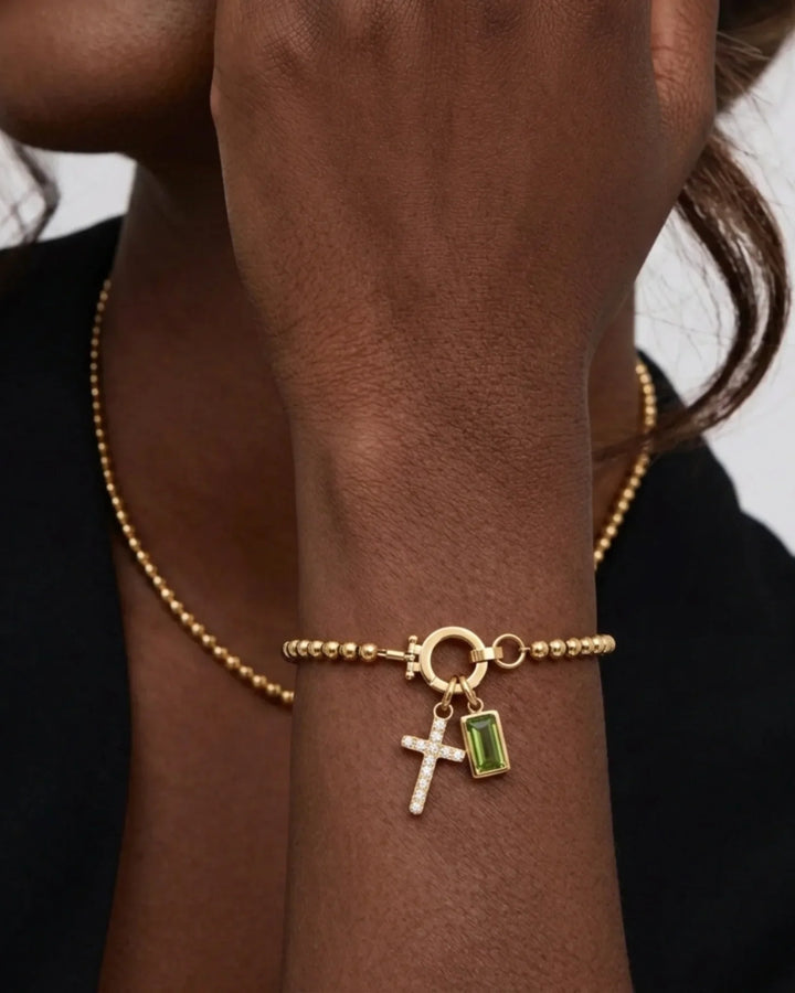 Icon Birthstone Cross Charm bracelet