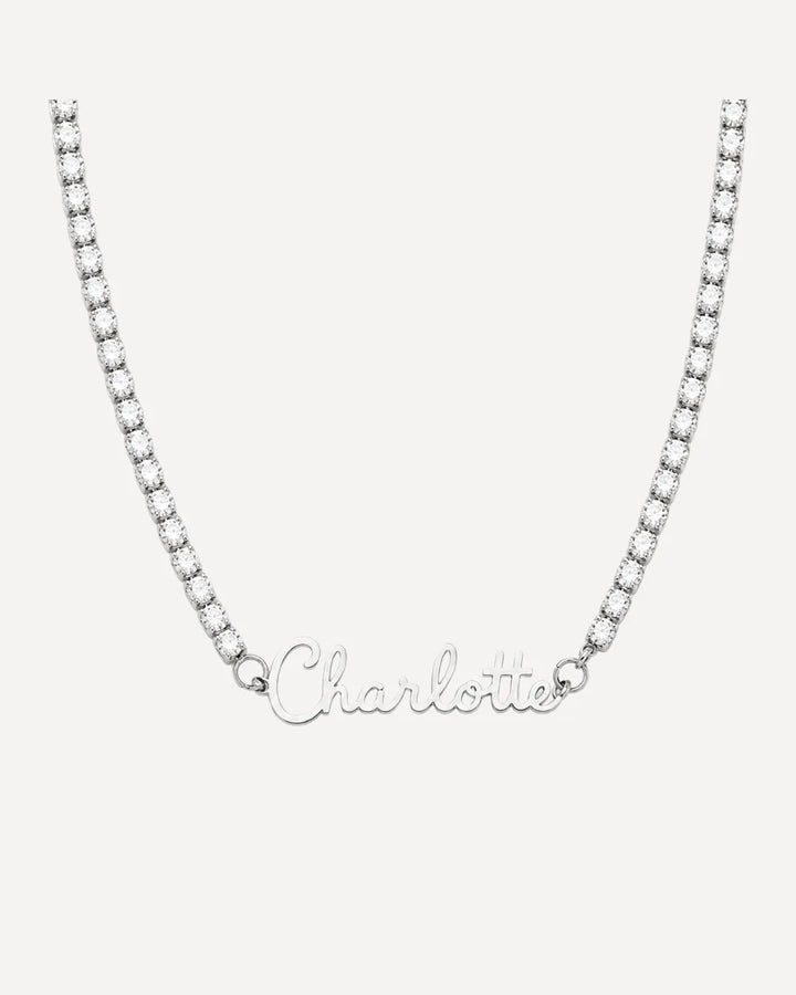 Women Tennis Necklace with Signature Name