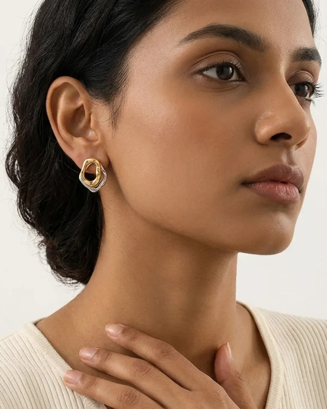 Ophelia Two Tone Statement Stud Earrings