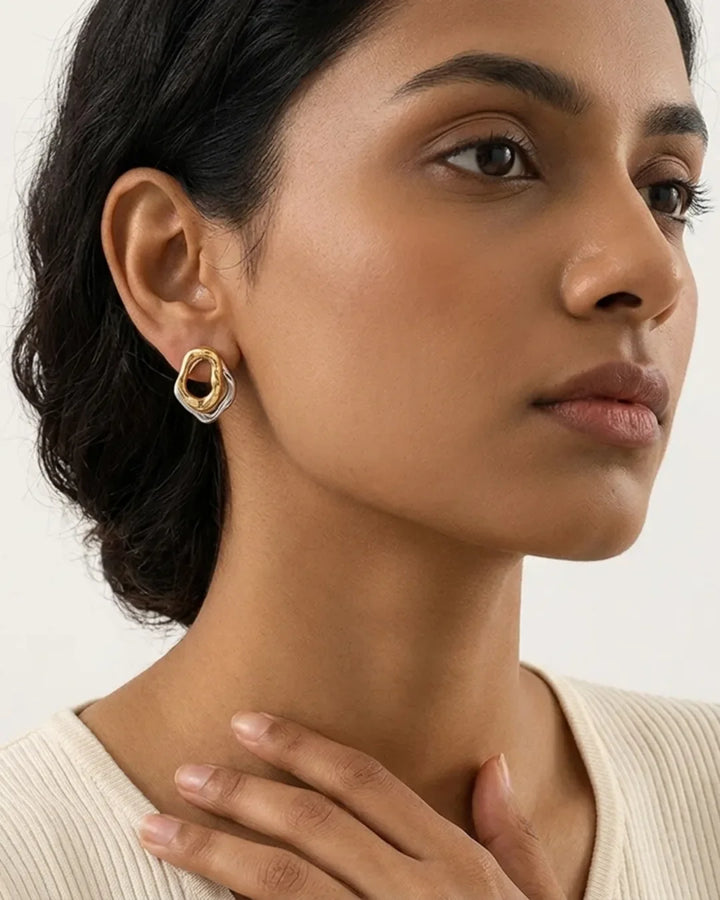 Ophelia Two Tone Statement Stud Earrings