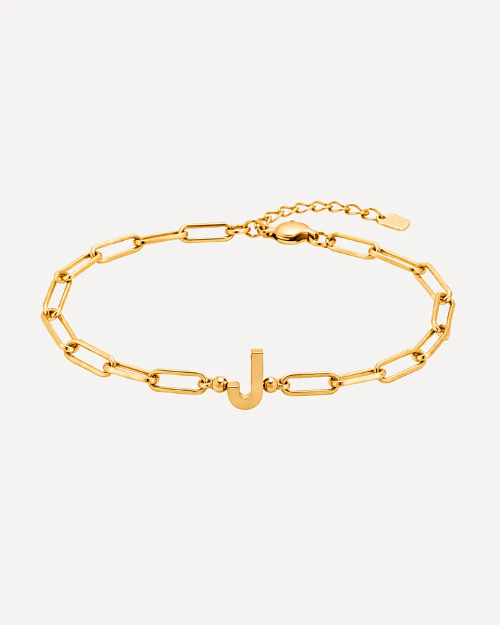 Olivia Paperclip Bracelet with Initial Charm
