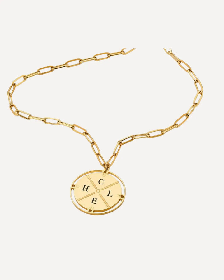 Charlotte Compass Necklace with Engraved Initials
