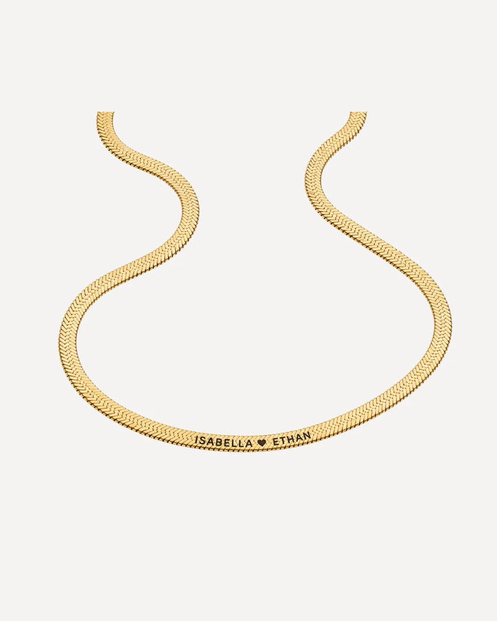 Sophia Herringbone Necklace with Engraved Names