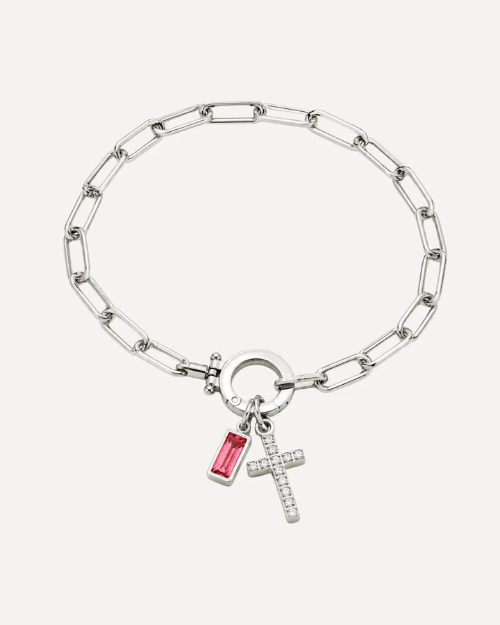 Grace Birthstone Bracelet with Cross Charm