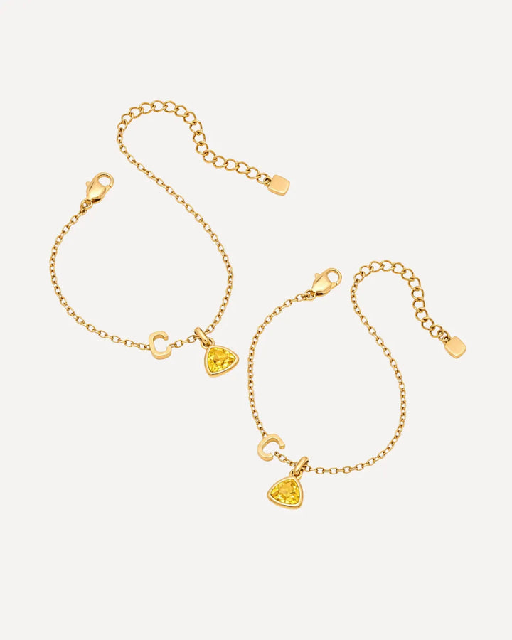 Ava Birthstone Initial Bracelet