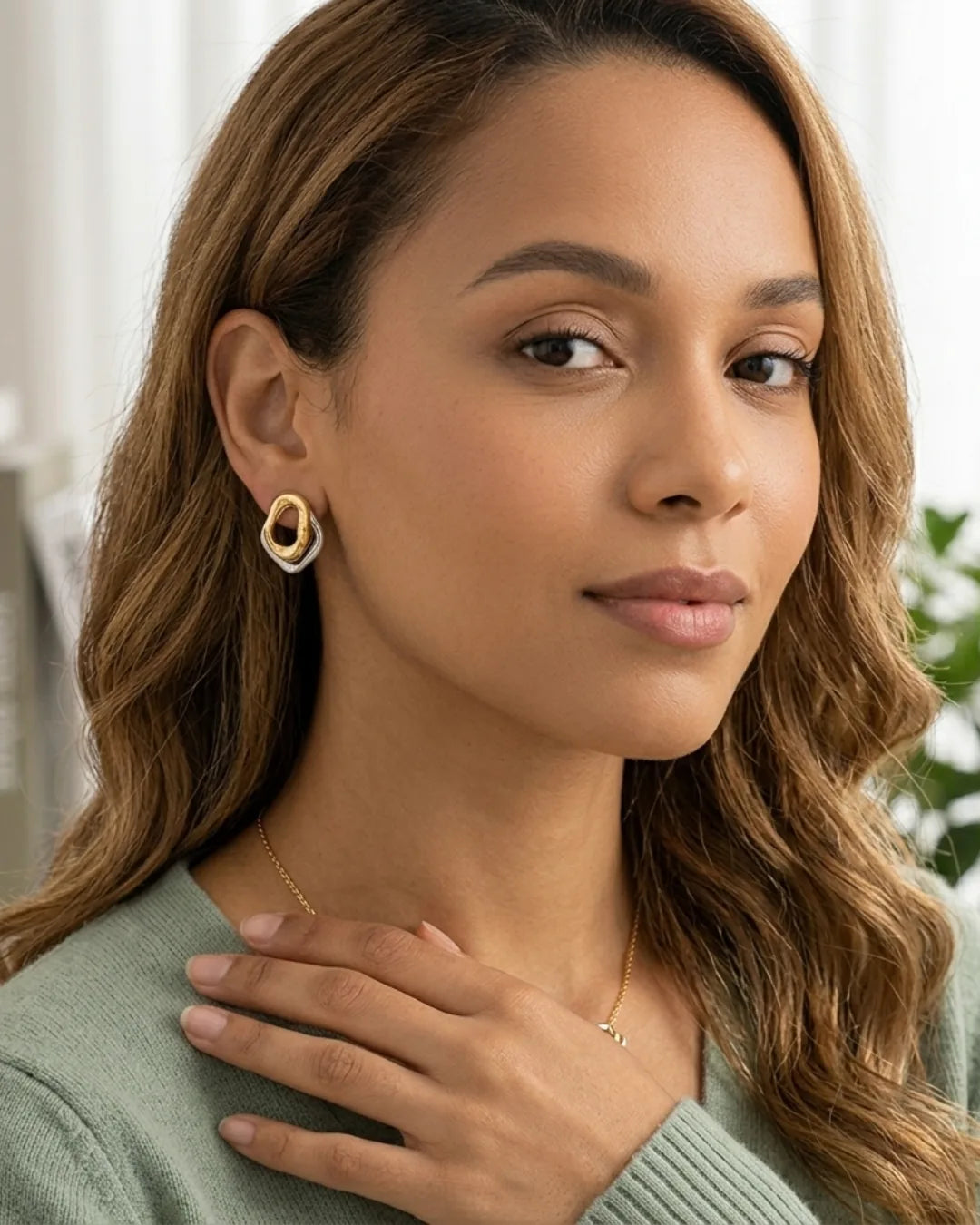Ophelia Two Tone Statement Stud Earrings