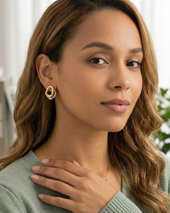 Ophelia Two Tone Statement Stud Earrings
