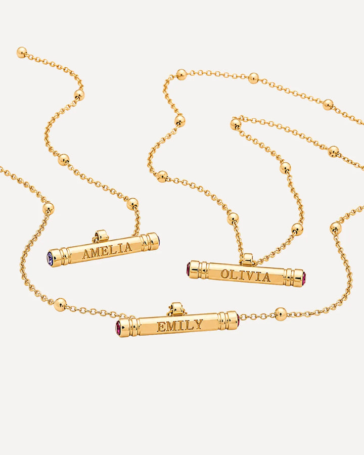 Sophia Engraved Bar Necklace with Birthstone