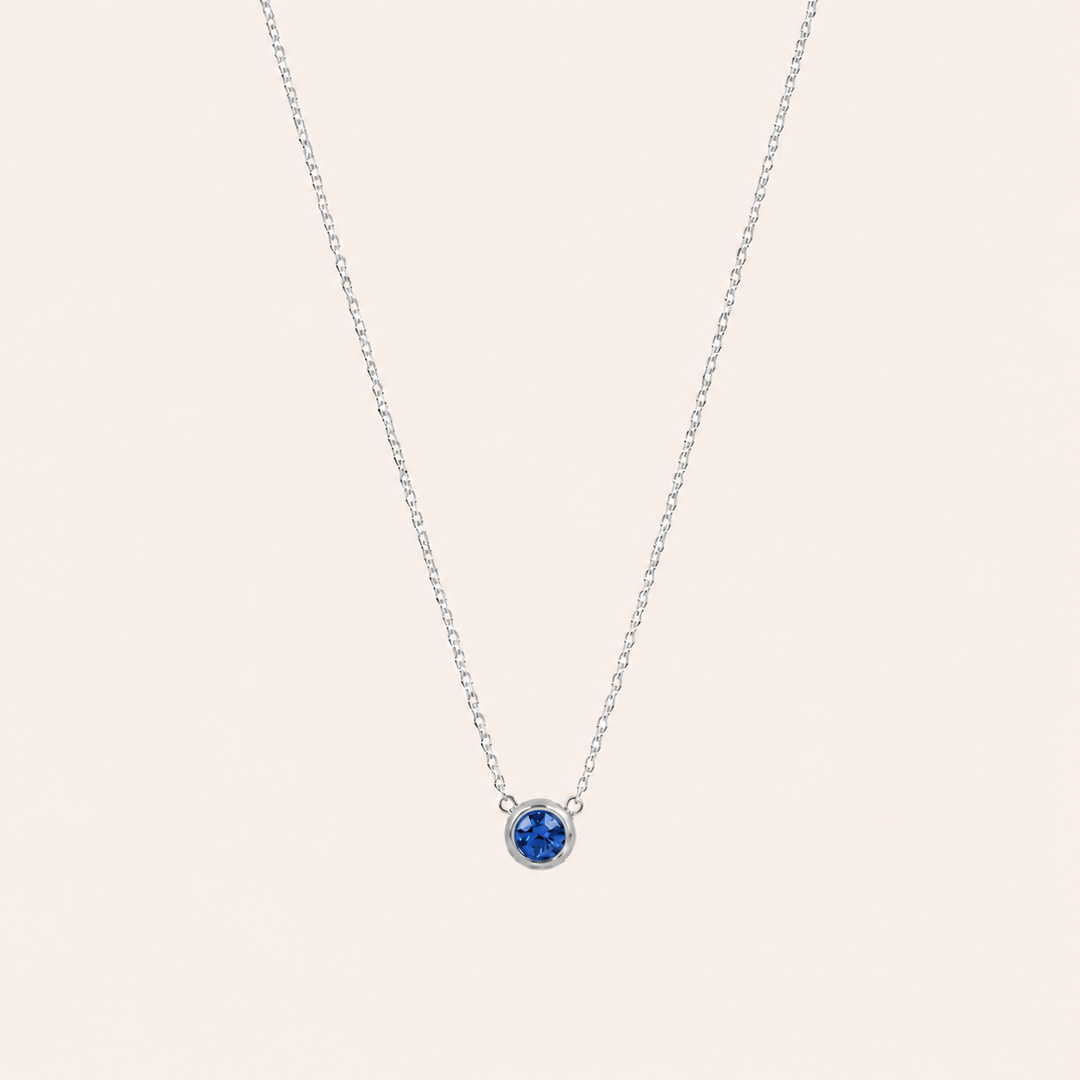 Birthstone Pendants Necklace Silver Sep