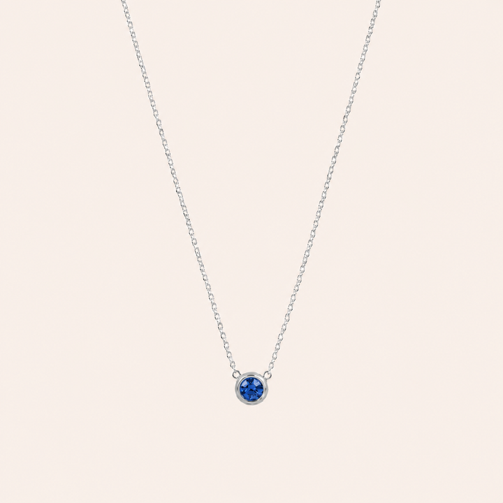 Birthstone Pendants Necklace Silver Sep