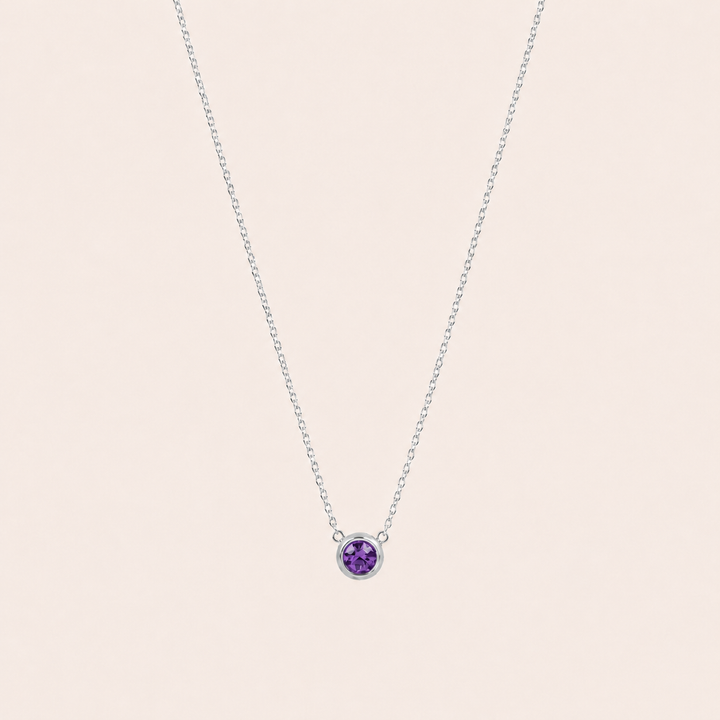 Birthstone Pendants Necklace Silver Feb