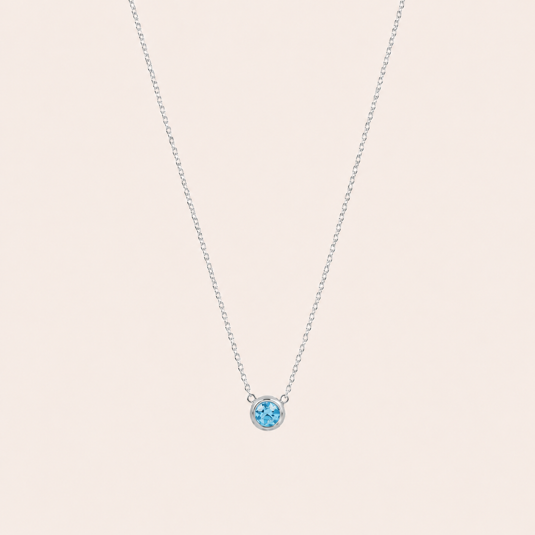 Birthstone Pendants Necklace Silver Mar