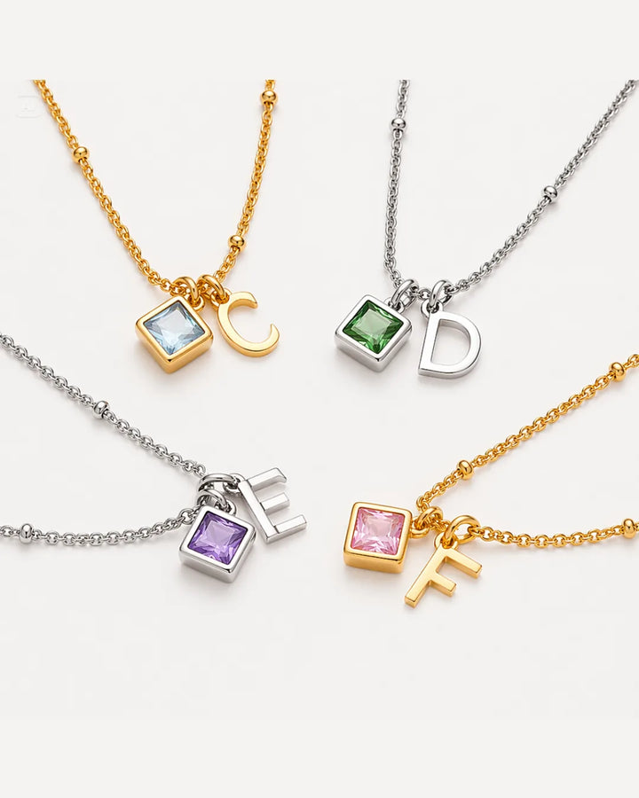 Ava Initial Birthstone Necklace