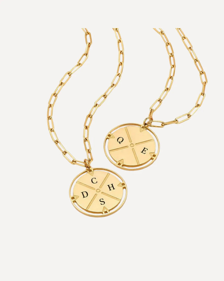 Charlotte Compass Necklace with Engraved Initials