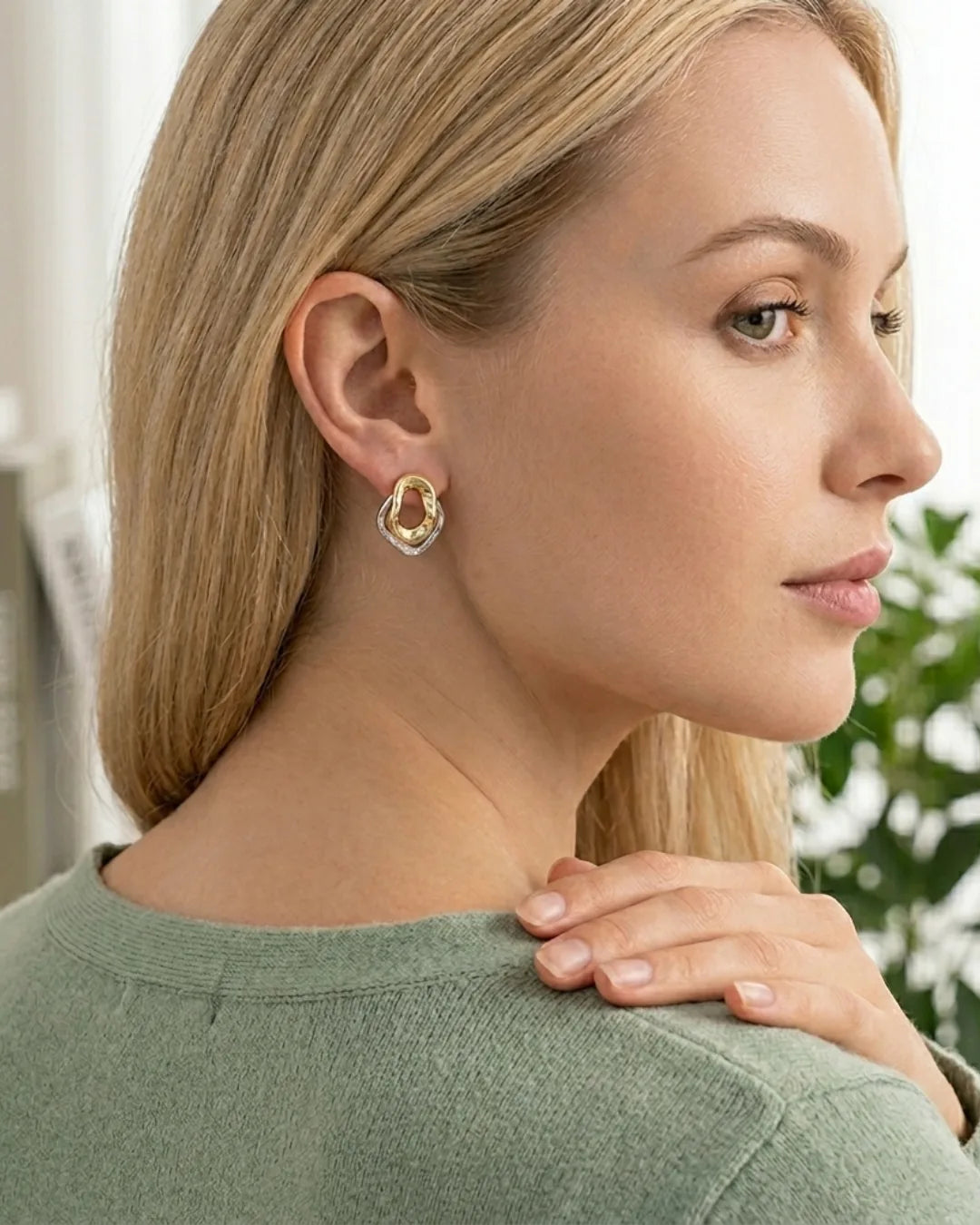 Ophelia Two Tone Statement Stud Earrings