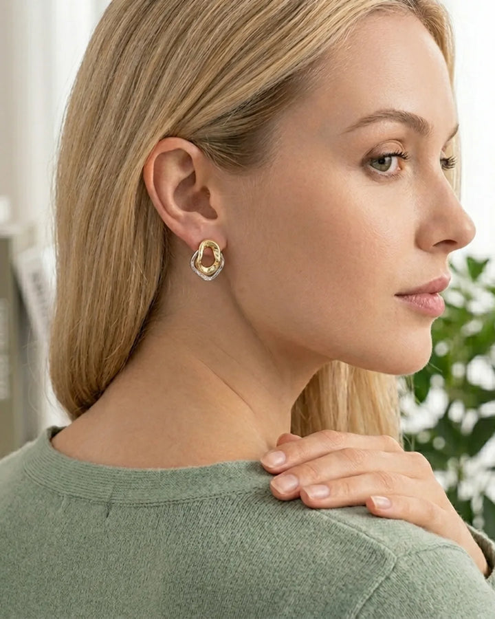 Ophelia Two Tone Statement Stud Earrings