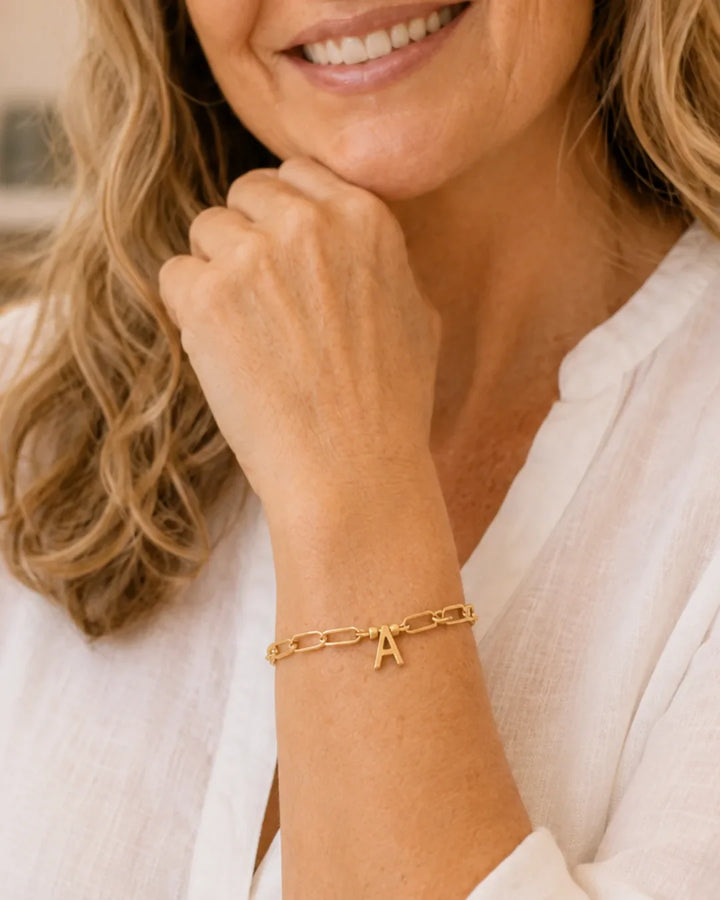 Olivia Paperclip Bracelet with Initial Charm