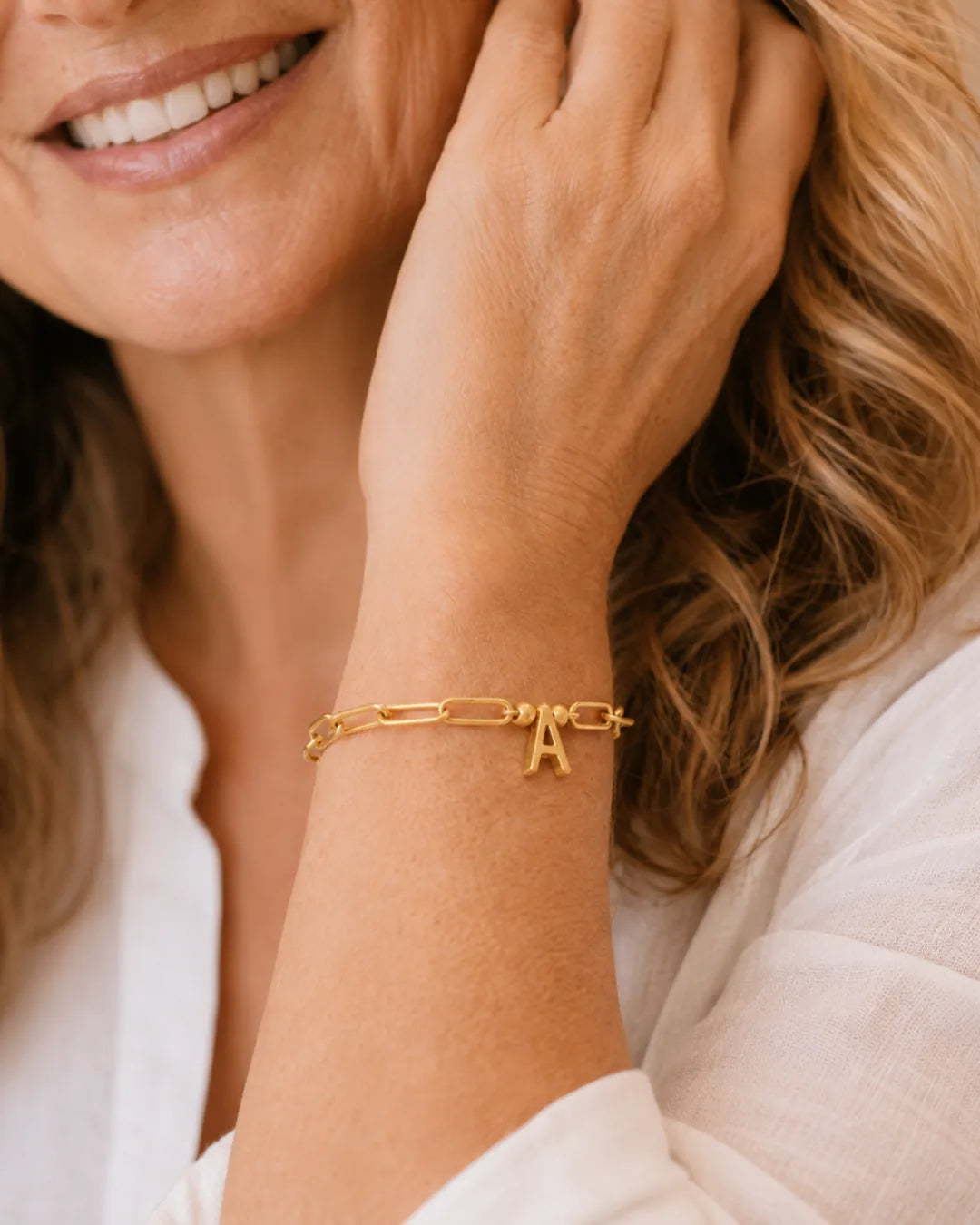 Olivia Paperclip Bracelet with Initial Charm