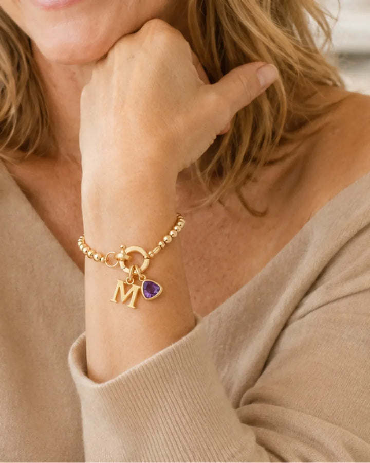 Emma Birthstone Initial Charm Bracelet
