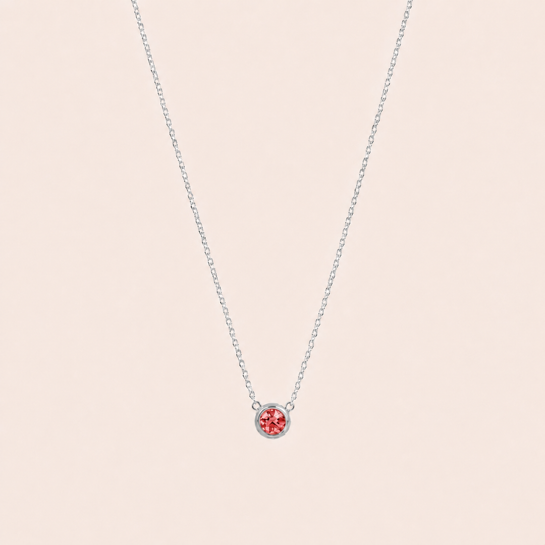Birthstone Pendants Necklace Silver Jul