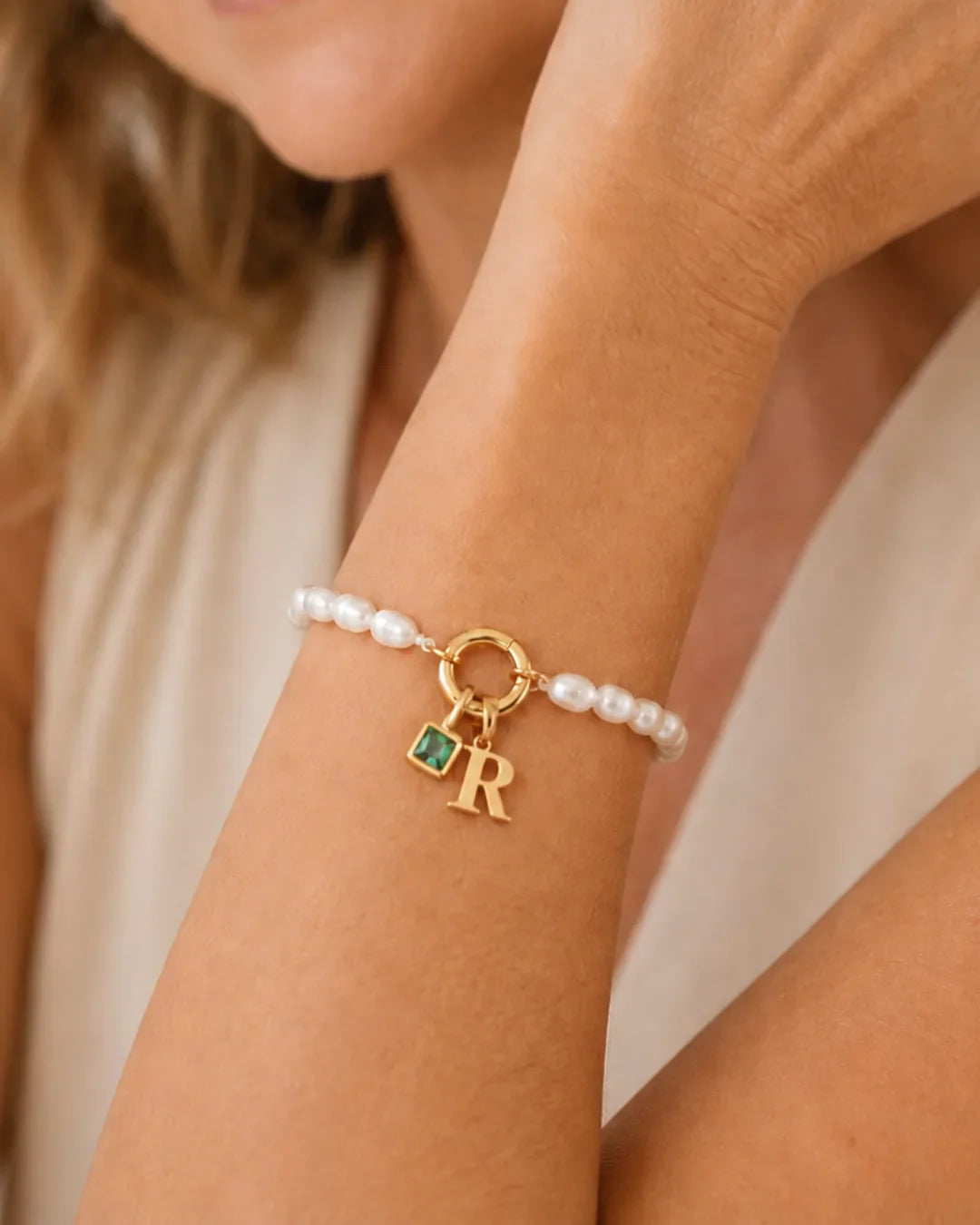 Emma Birthstone Bracelet with Pearl Beads
