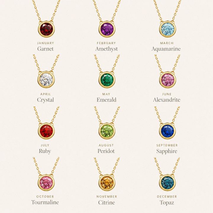 Birthstone Pendants Necklace Gold