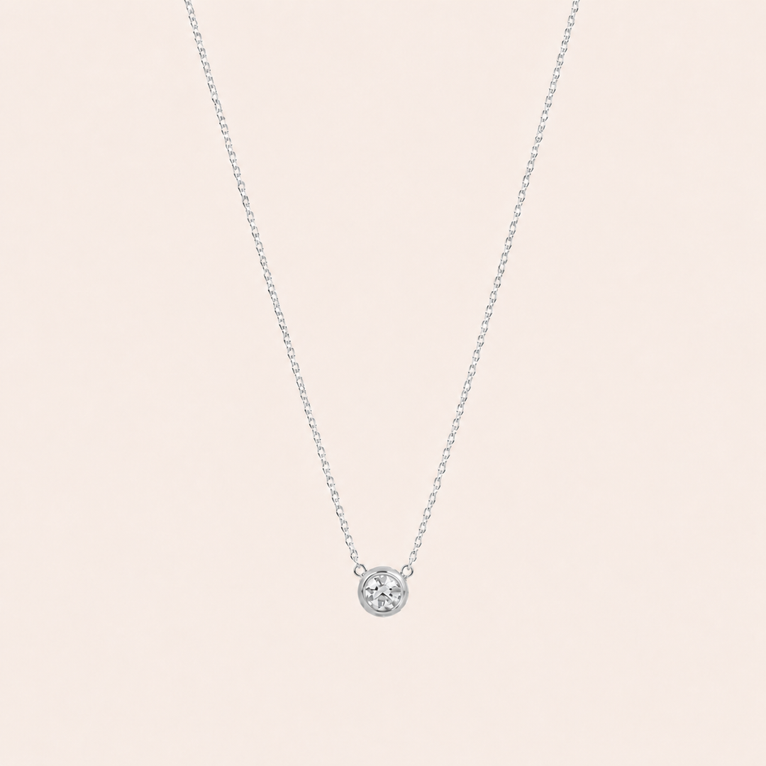 Birthstone Pendants Necklace Silver Apr