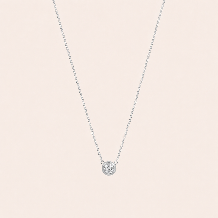 Birthstone Pendants Necklace Silver Apr