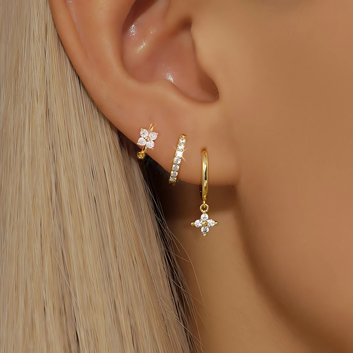 Liliana Earring Set - Gold + White