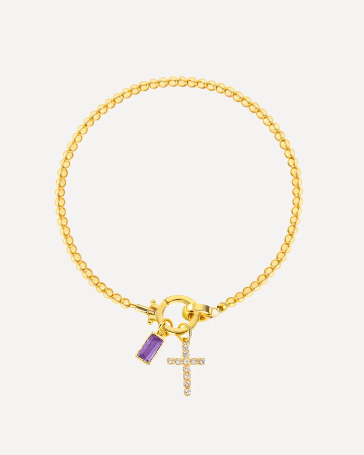 Icon Birthstone Cross Charm bracelet