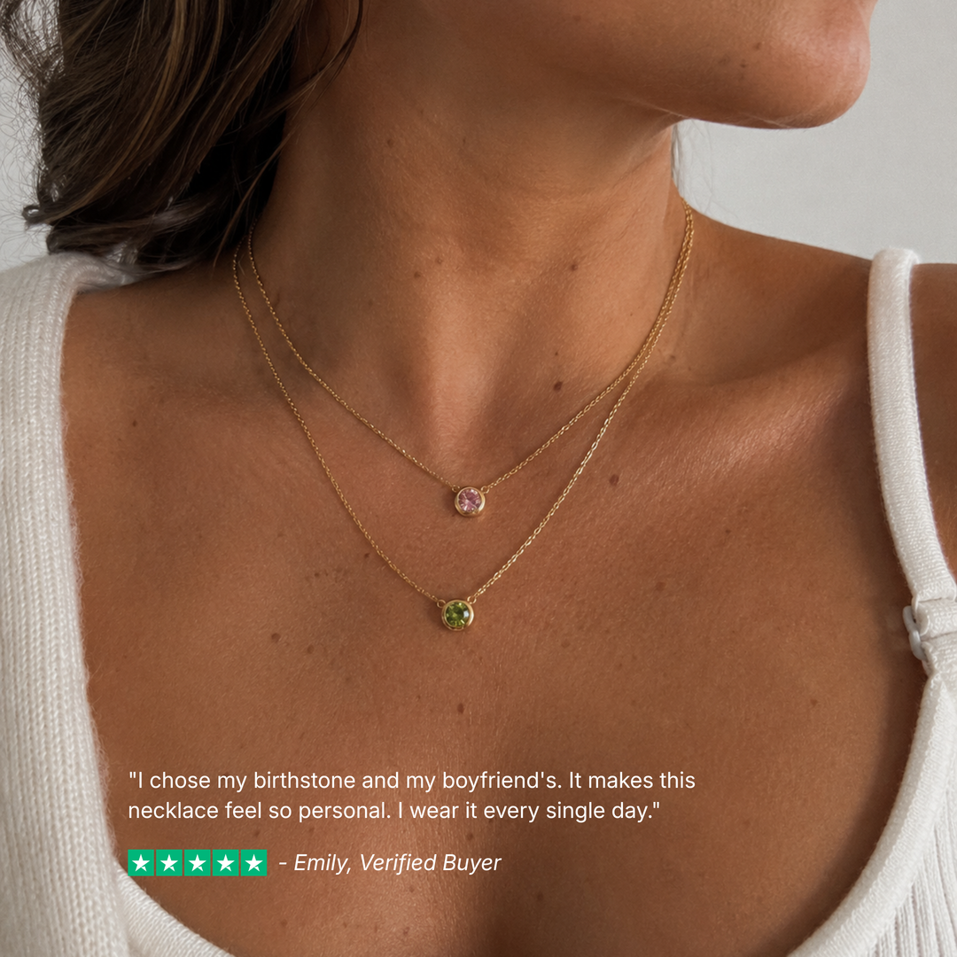 Birthstone Pendants Necklace Gold