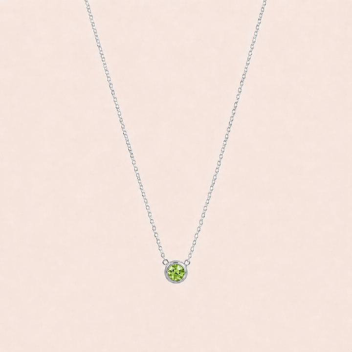 Birthstone Pendants Necklace Silver Aug