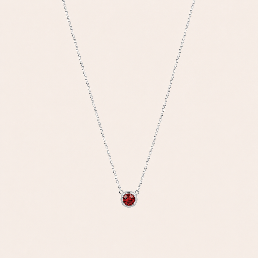 Birthstone Pendants Necklace Silver Jan
