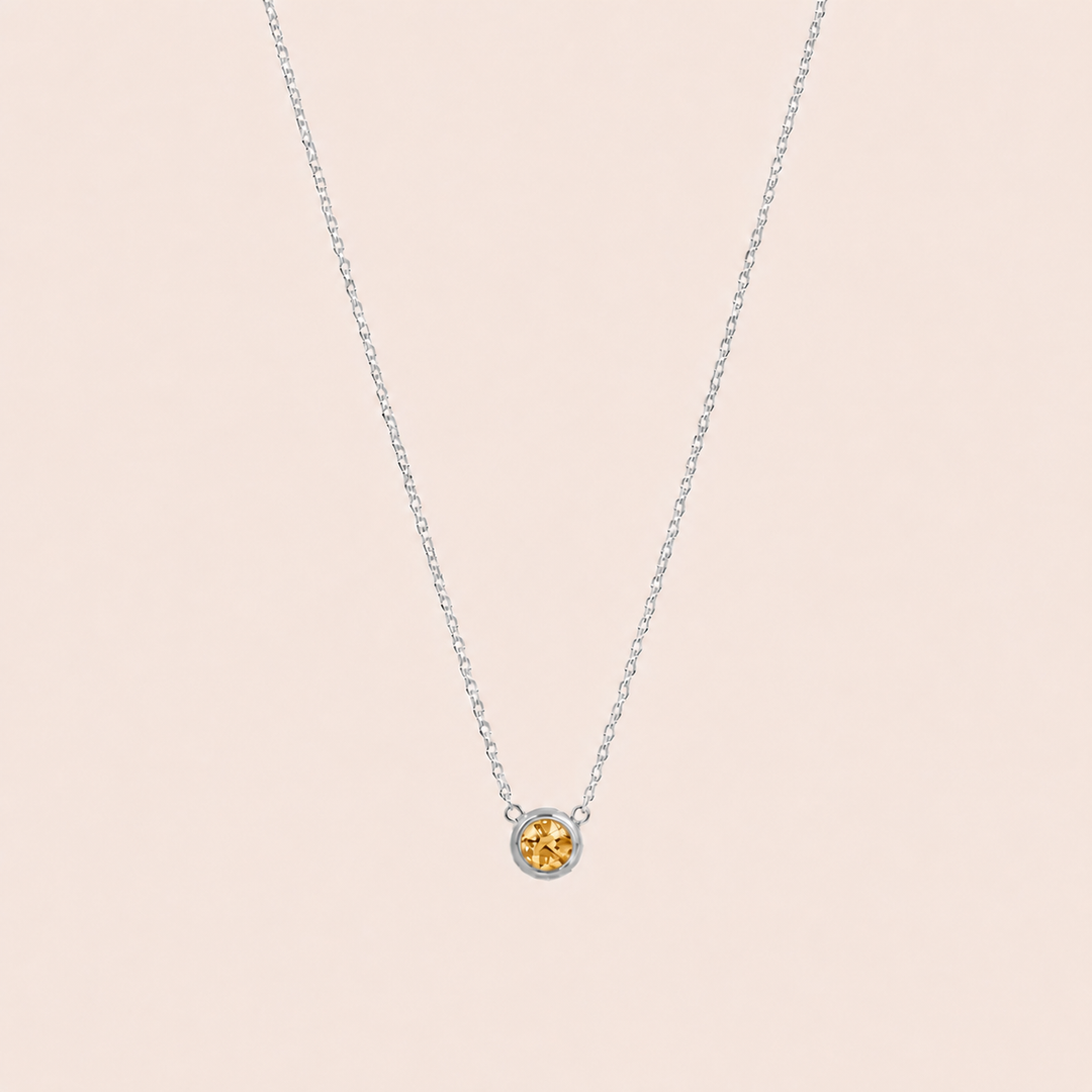 Birthstone Pendants Necklace Silver Nov