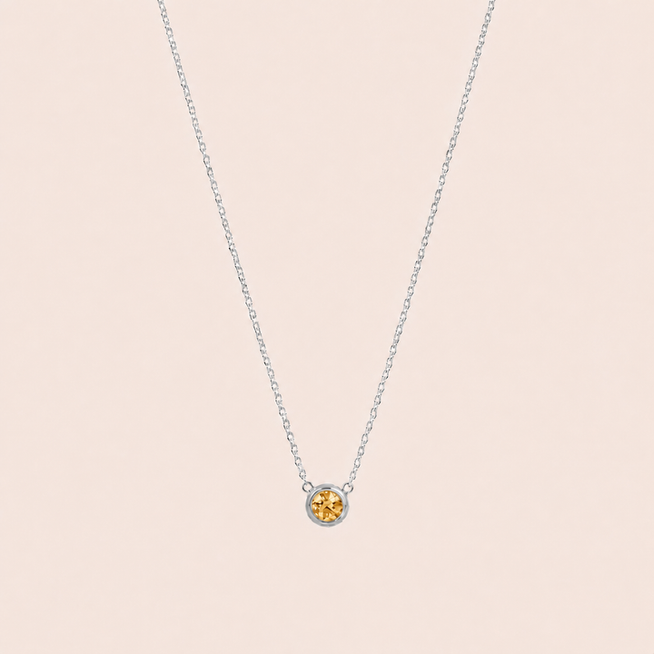 Birthstone Pendants Necklace Silver Nov