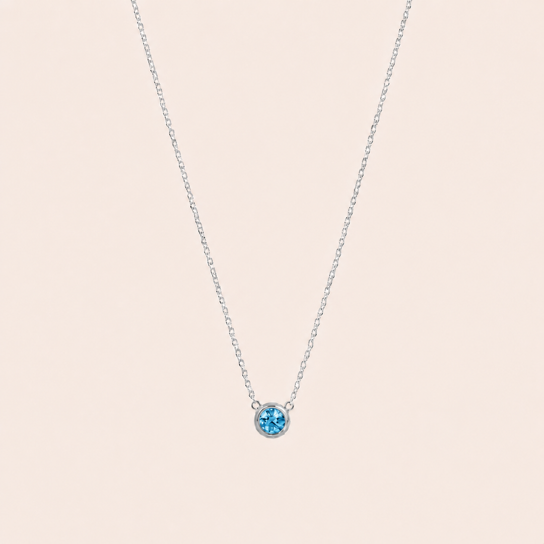 Birthstone Pendants Necklace Silver Dec