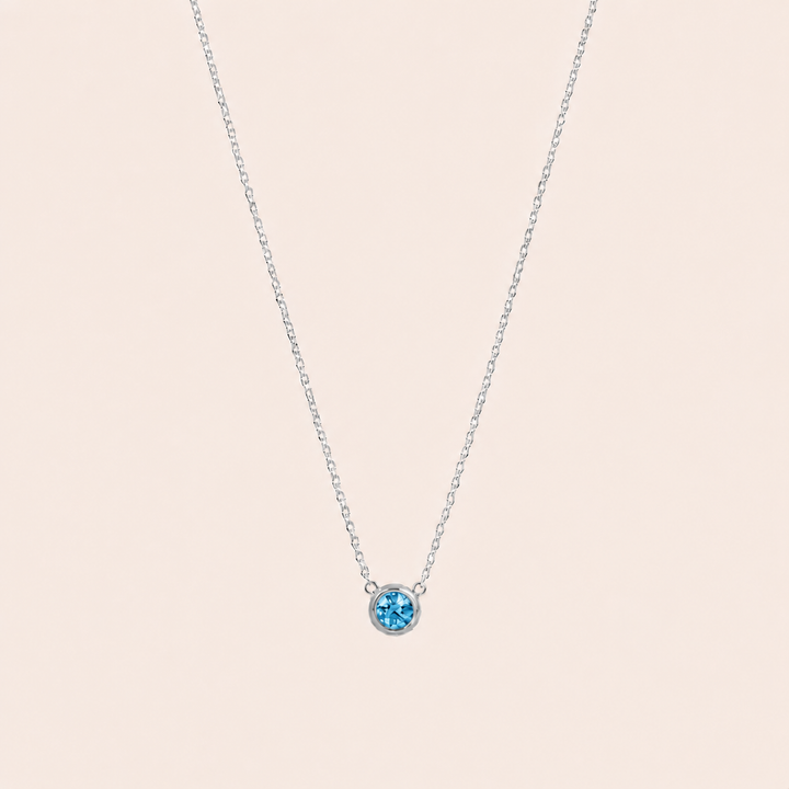 Birthstone Pendants Necklace Silver Dec