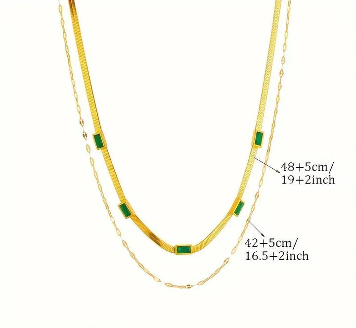 Sorella Gem Double-Layer Retro Necklace