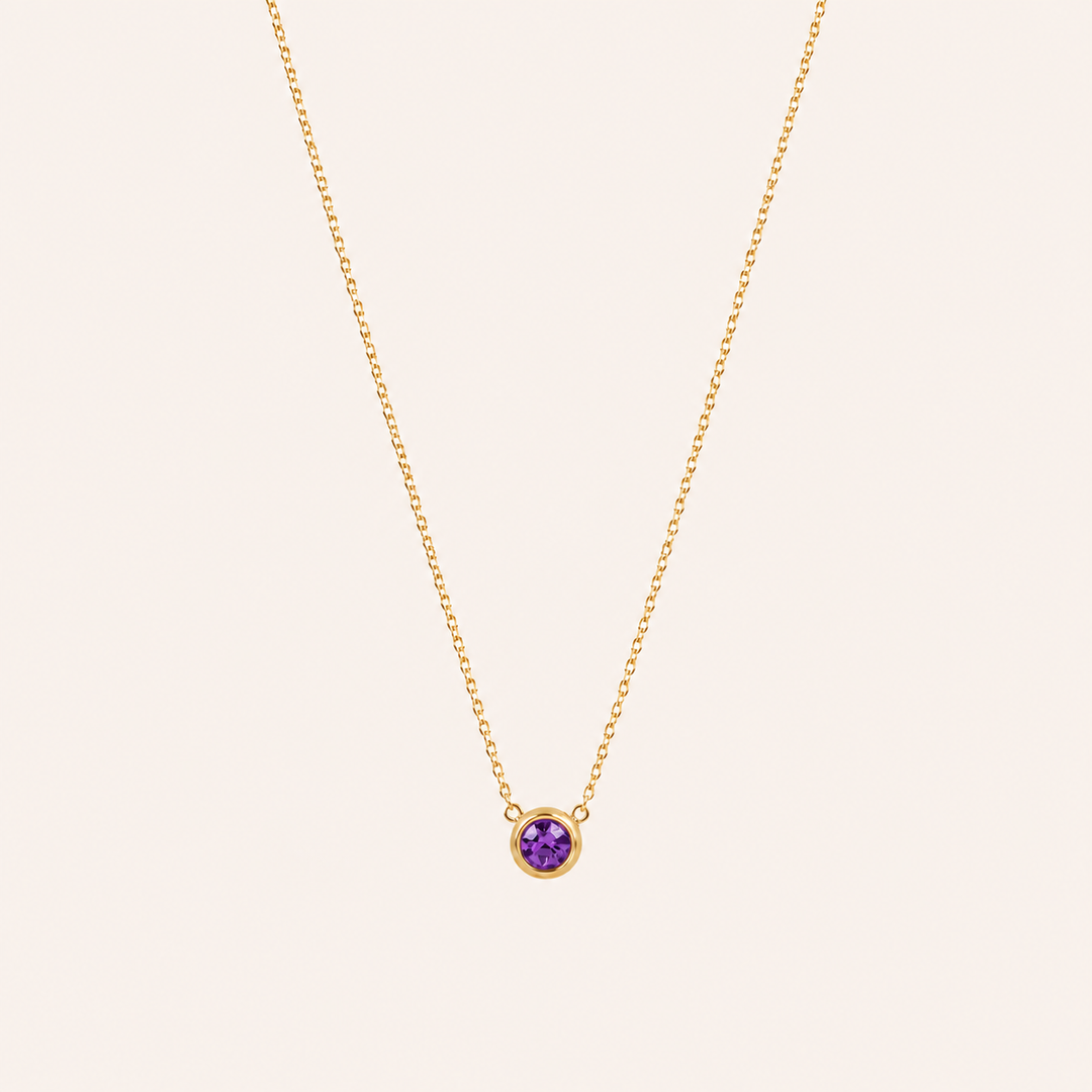 Birthstone Pendants Necklace Gold Feb