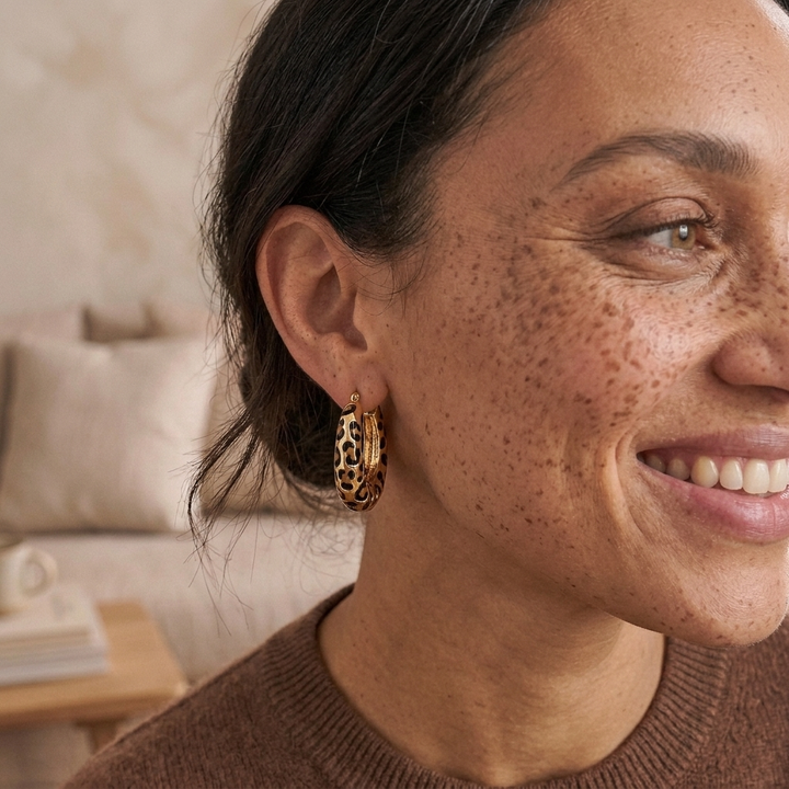 Sauvage Muse Leopard Print Hoops